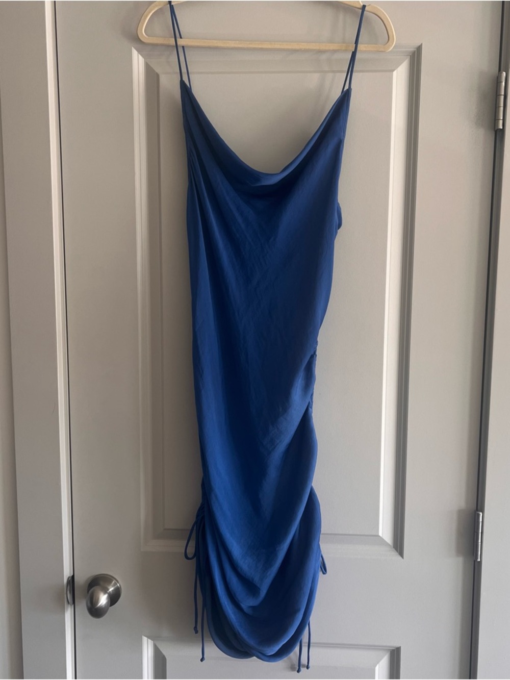 Free People Cobalt Blue Slip Dress with Adjustable Side Ruching